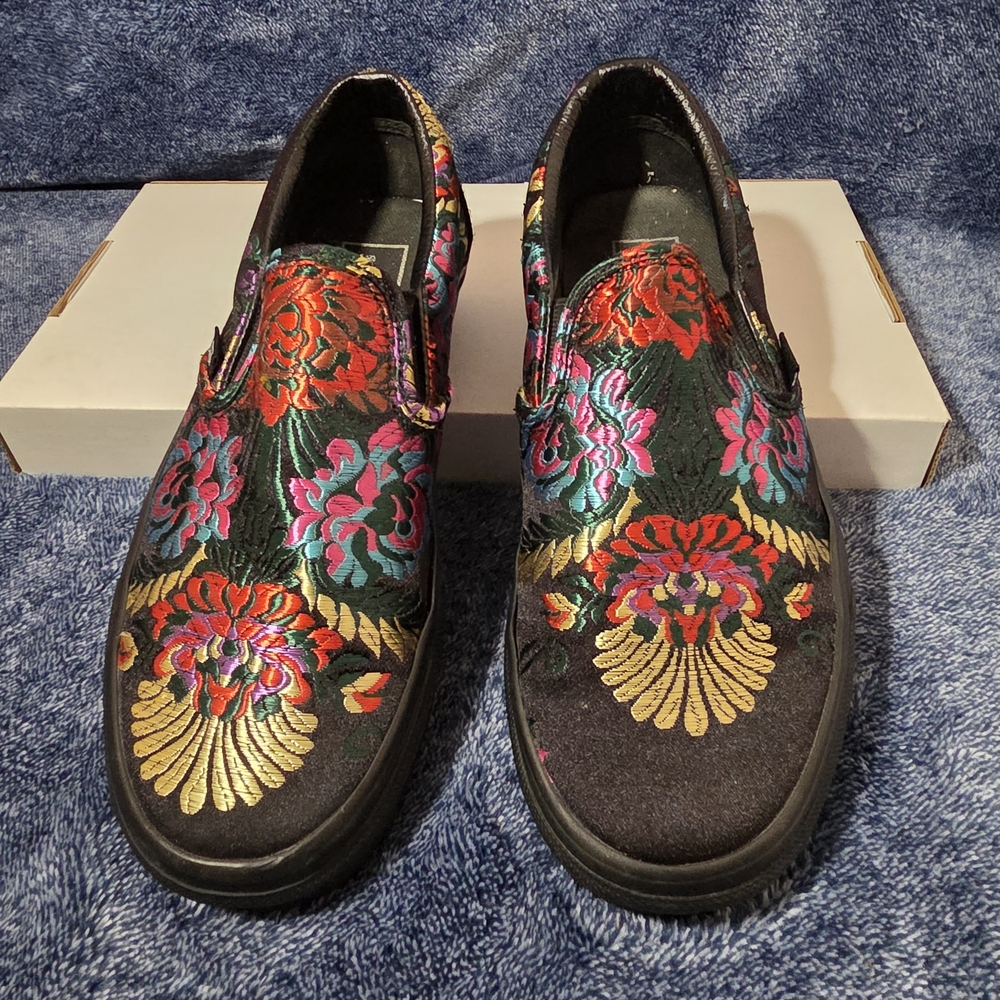 Limited Edition Vans Slip-Ons with Colorful Floral Embroidery  (Festival Satin) - Picture 3 of 7